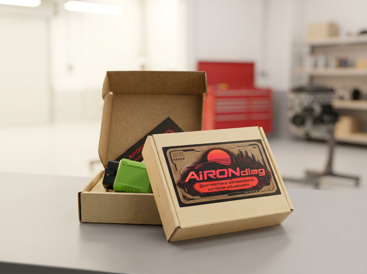 Фирменная маркировка на коробке AiRON Diag